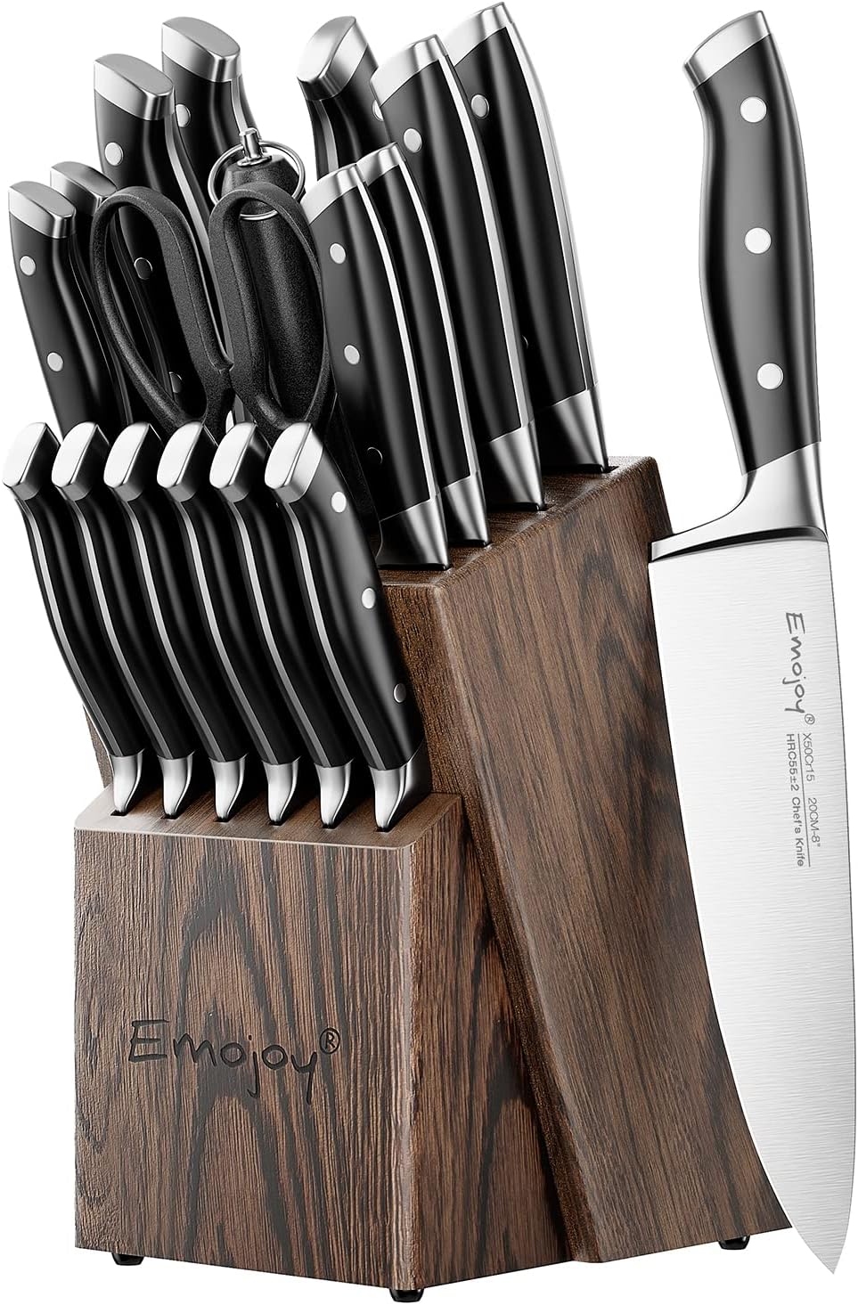 18-Piece Kitchen Knife Set, Wooden Block