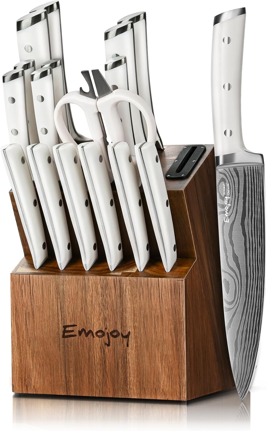 18-Piece Kitchen Knife Set, White