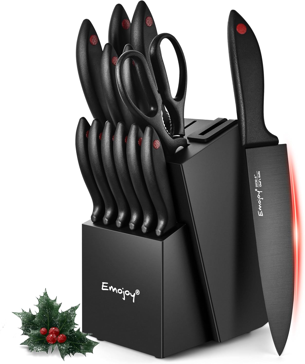 15 PCS Knife Set with Block, Black